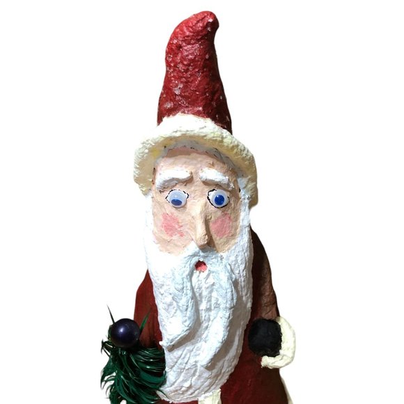 Paper Mache Santa Father Christmas Decoration Holiday Figurine 2007 R Gillum 10" - Picture 13 of 16